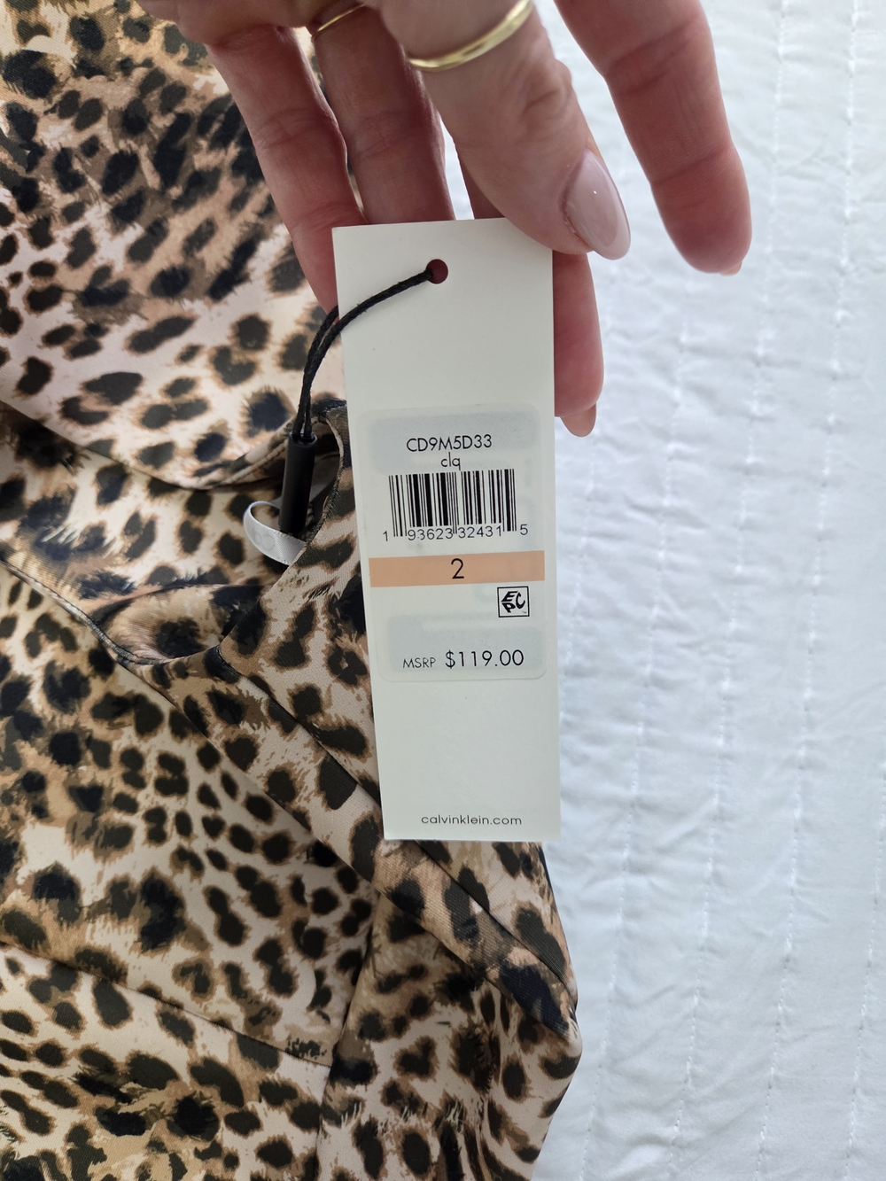 Calvin Klein Leopard Print Midi Sheath Dress - Brown/Tan - Picture 5 of 6